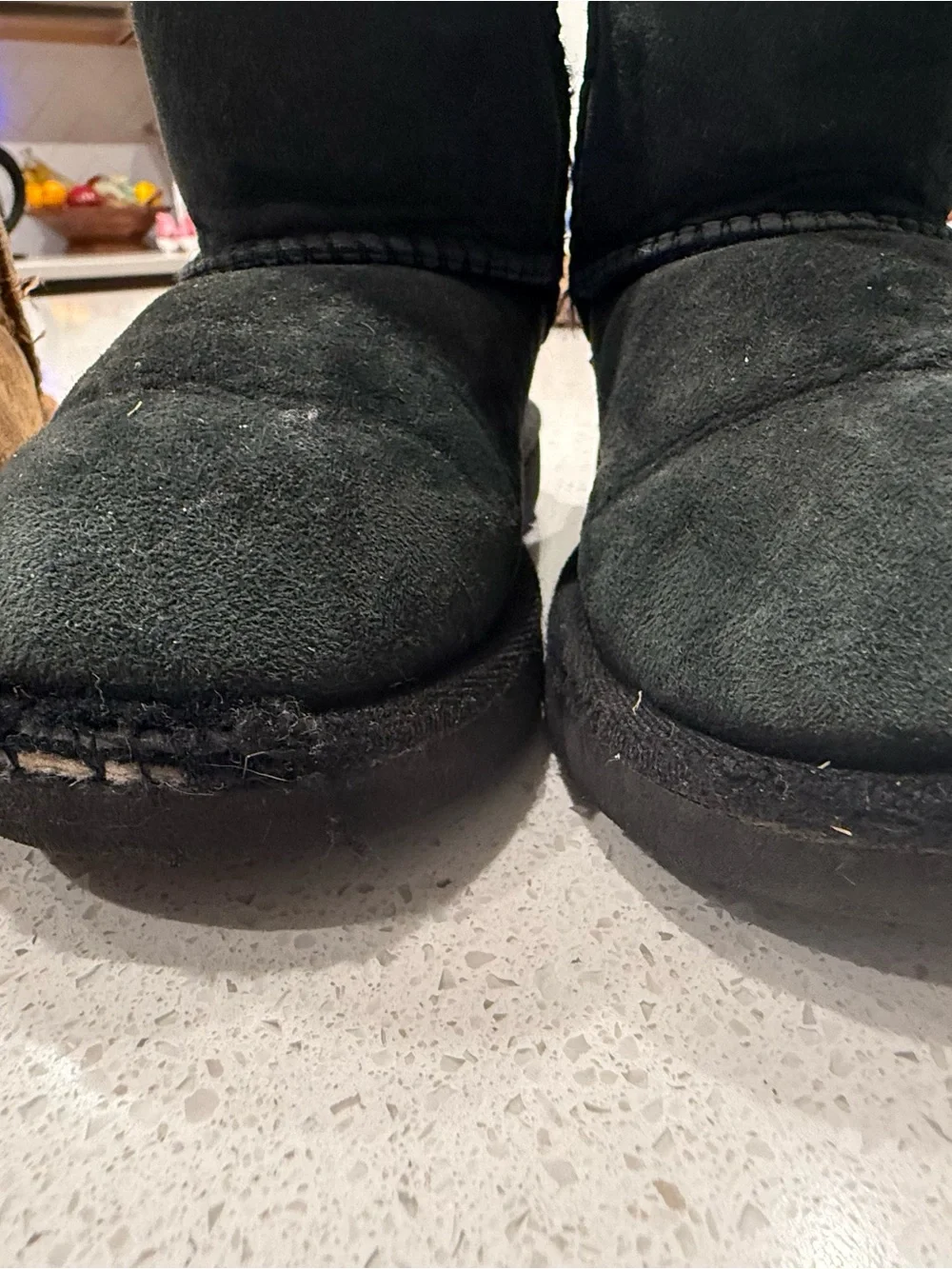 UGG Kids Twin Suede Shearling Boots in Chestnut and Black